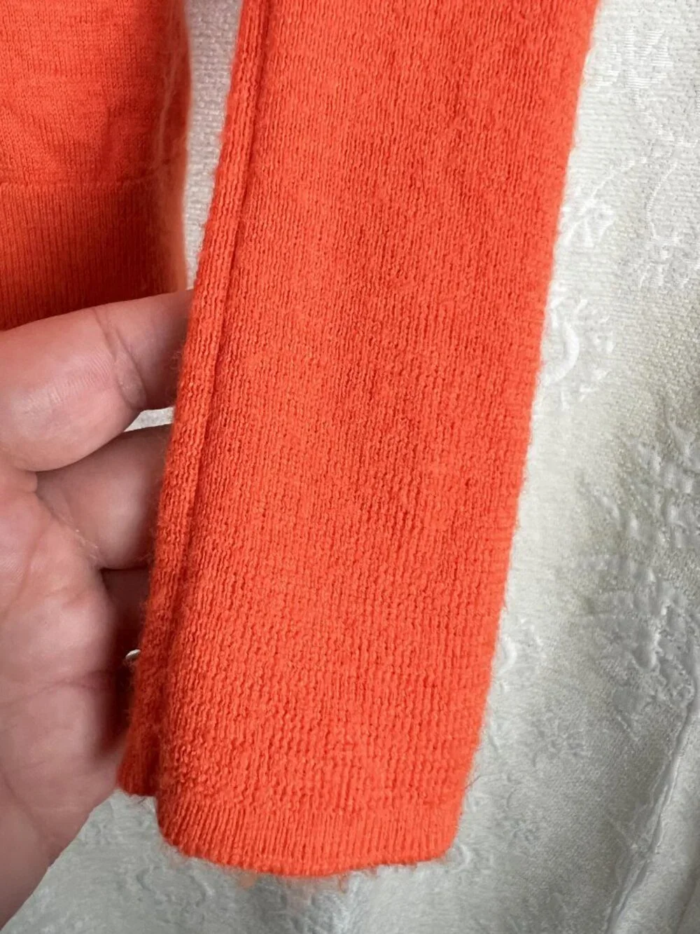 J Crew Halle merino wool crewneck sweater neon orange lightweight knit jumper